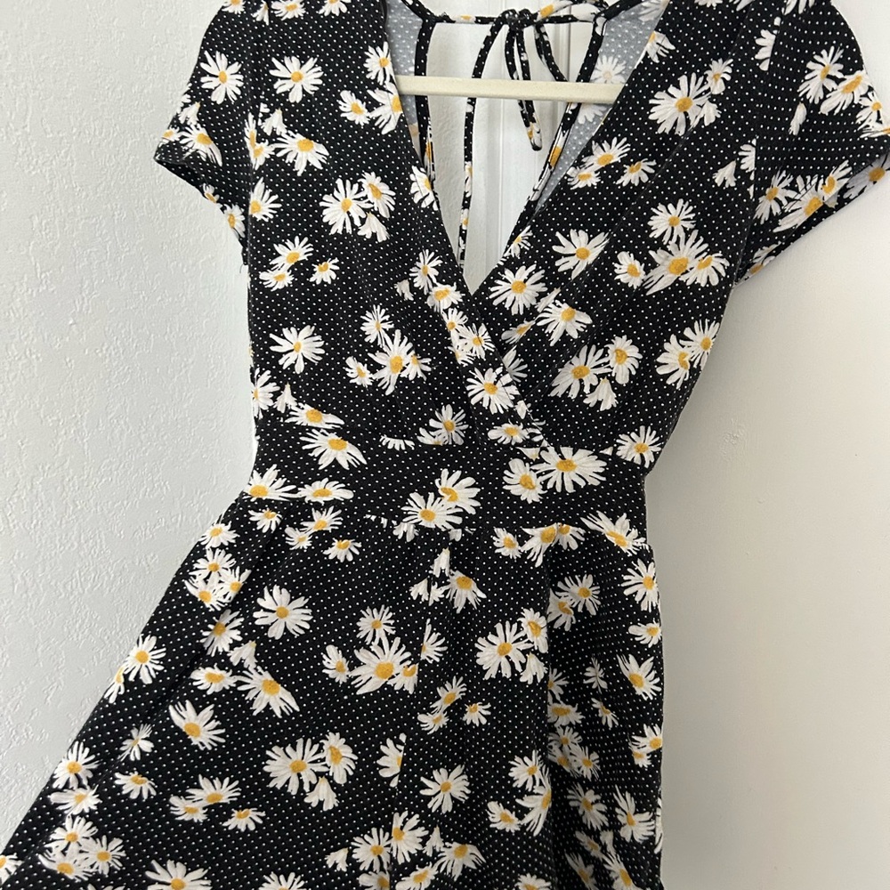 Floral Wrap Romper with Daisy Print